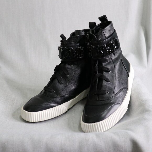 Karl Lagerfeld Hi Top Leather Sneakers Mens 10 Zip Up Black FLASH SALE - Picture 16 of 16